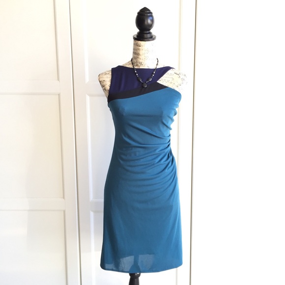 BCBGMaxAzria Blue Colorblock Dress - Picture 2 of 7